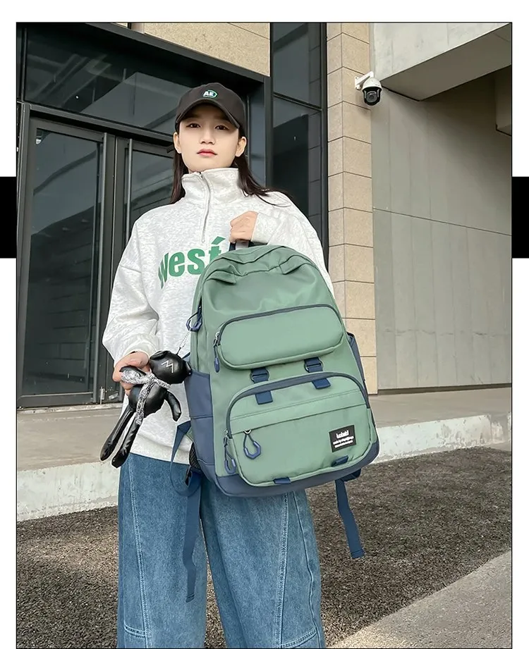 Tas Ransel Wanita Bahan Nylon Polos Warna Hitam Bentuk Kotak Tali Lebar Katalog Grosir