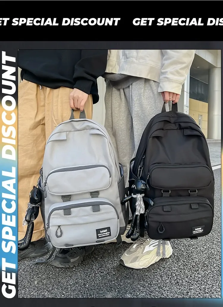 Tas Ransel Wanita Bahan Nylon Polos Warna Hitam Bentuk Kotak Tali Lebar Katalog Grosir