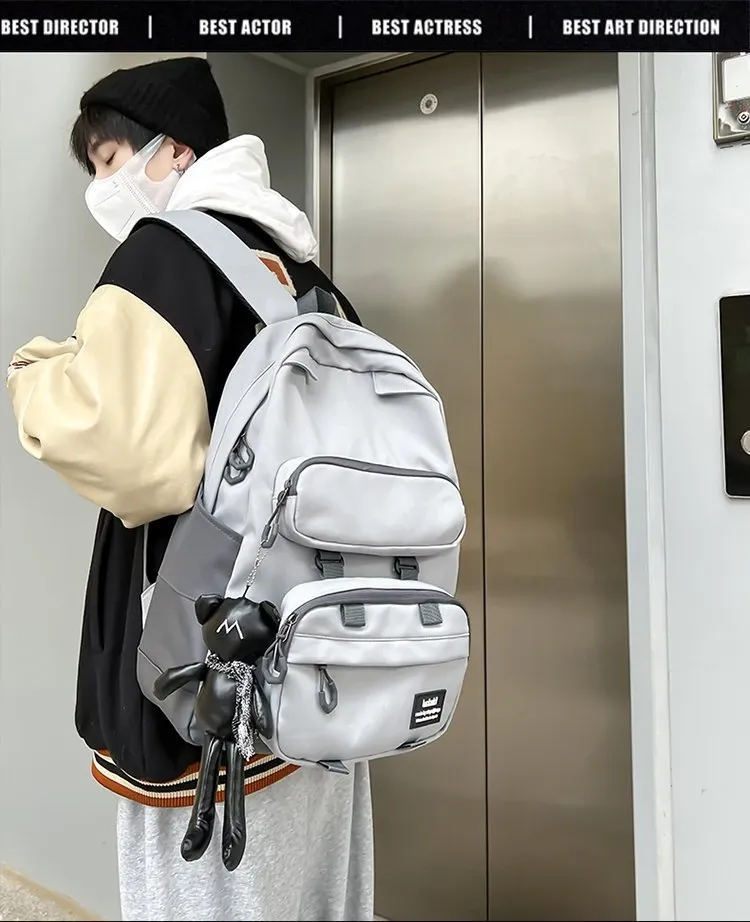 Tas Ransel Wanita Bahan Nylon Polos Warna Hitam Bentuk Kotak Tali Lebar Katalog Grosir