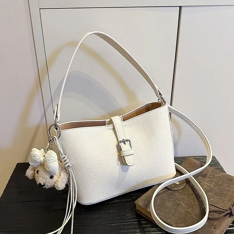Tas Selempang Wanita Bahan PU Sintetis Polos Warna Ungu Bentuk Kotak Tali Grosir Import