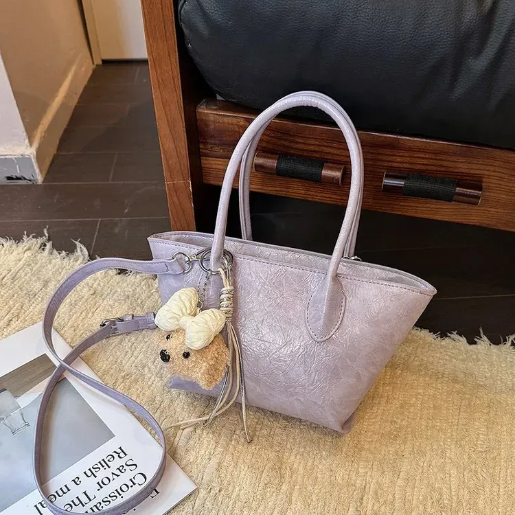 Tas Selempang Wanita Bahan PU Sintetis Polos Warna Ungu Bentuk Kotak Tali Grosir Import