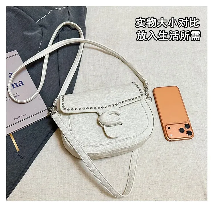 Tas Selempang Wanita Bahan PU Sintetis Polos Warna Putih Bentuk Kotak Tali Resleting Grosir