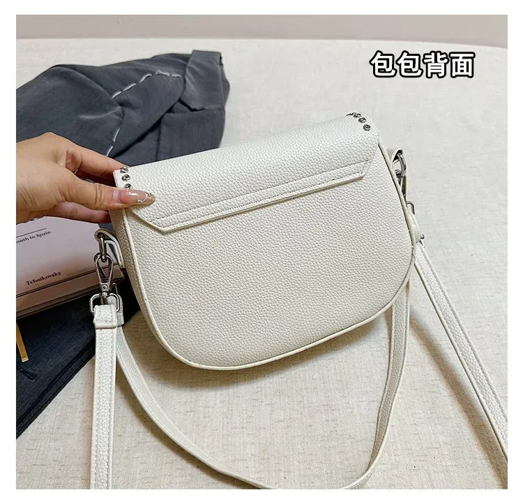 Tas Selempang Wanita Bahan PU Sintetis Polos Warna Putih Bentuk Kotak Tali Resleting Grosir