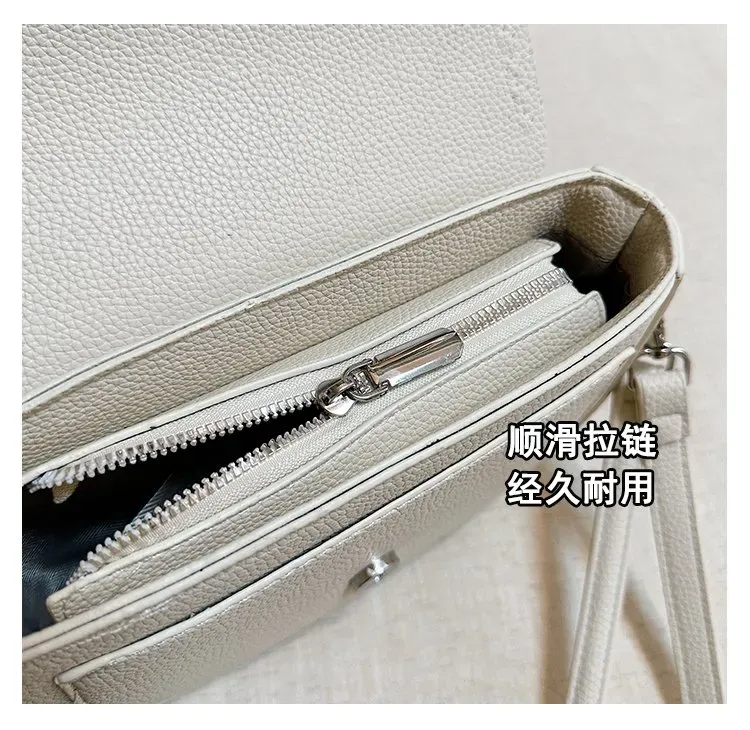 Tas Selempang Wanita Bahan PU Sintetis Polos Warna Putih Bentuk Kotak Tali Resleting Grosir
