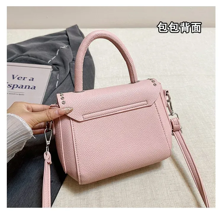 Tas Selempang Wanita Bahan PU Sintetis Polos Warna Pink Bentuk Kotak Tali Stok China