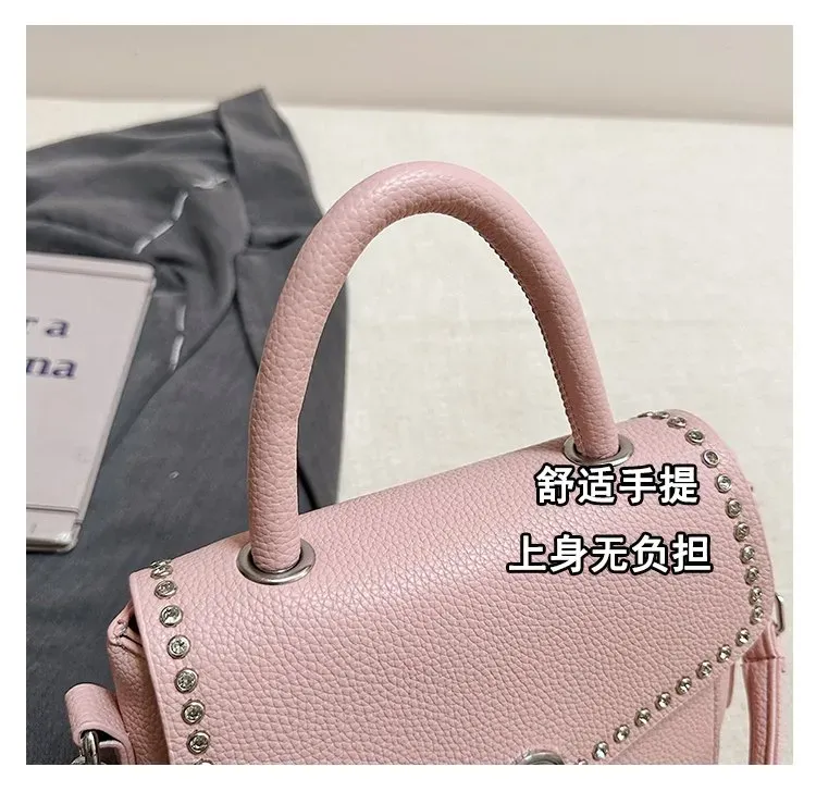 Tas Selempang Wanita Bahan PU Sintetis Polos Warna Pink Bentuk Kotak Tali Stok China