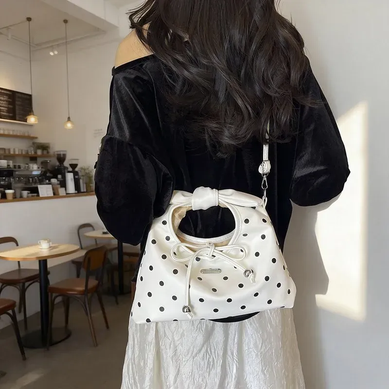 Tas Selempang Wanita Bahan PU Sintetis Motif Polkadot Warna Merah Bentuk Kotak Grosir Import