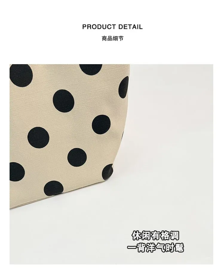 Tas Selempang Wanita Bahan PU Sintetis Motif Polkadot Warna Putih Bentuk Kotak Resleting