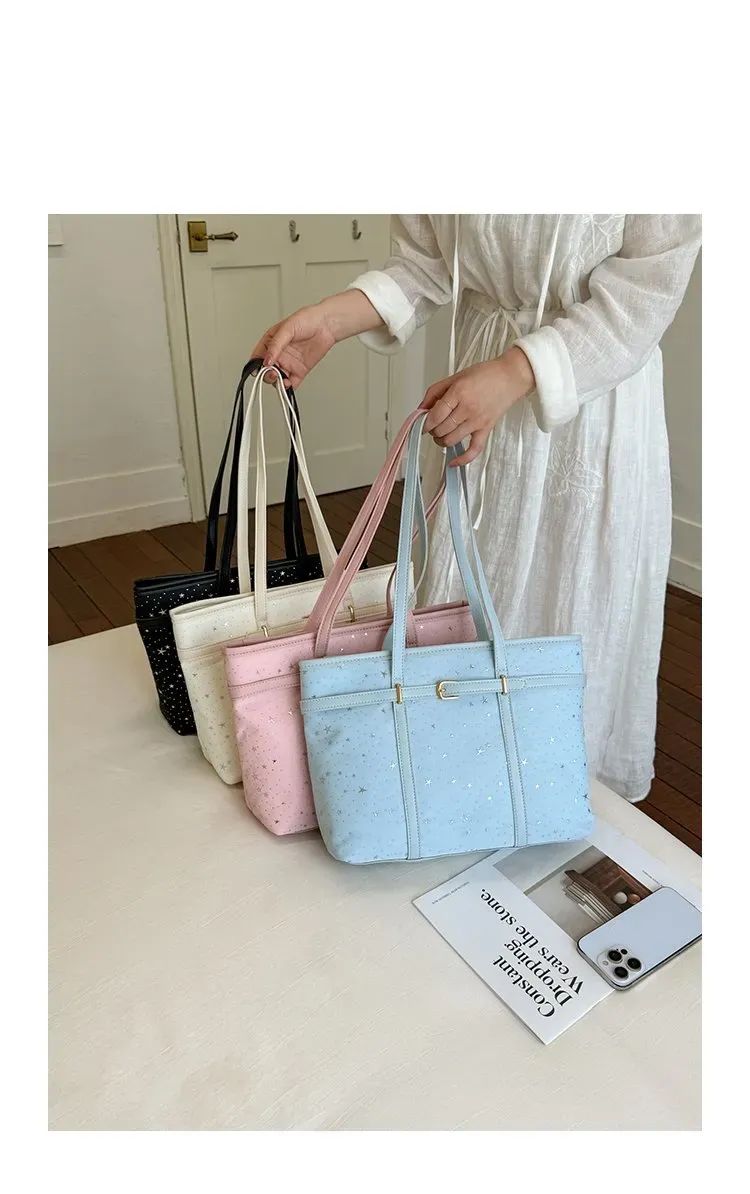 Tas Selempang Wanita Bahan Kain Motif Bintang Warna Biru Bentuk Kotak Tali Grosir Import kategori tas selempang grosir