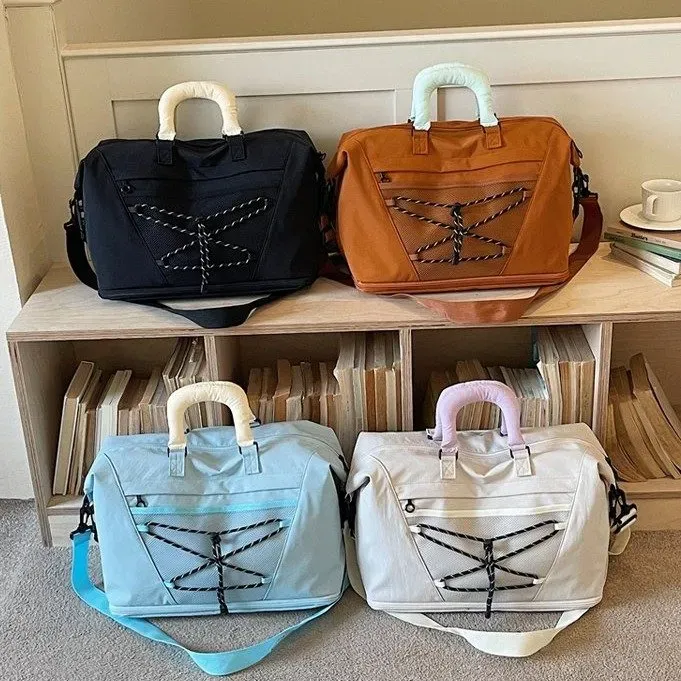 Tas Selempang Wanita Bahan Nylon Polos Warna Pink Bentuk Kotak Tali Panjang Pilihan Reseller