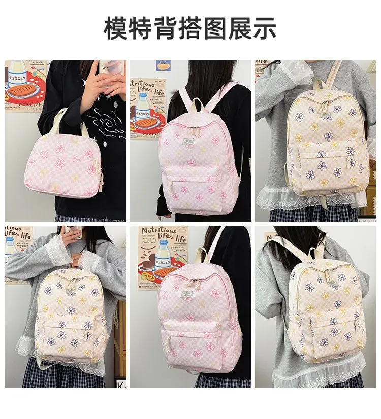 Tas Ransel Wanita Bahan Kain Motif Polkadot Warna Ungu Bentuk Kotak Tali Serut Grosir Import