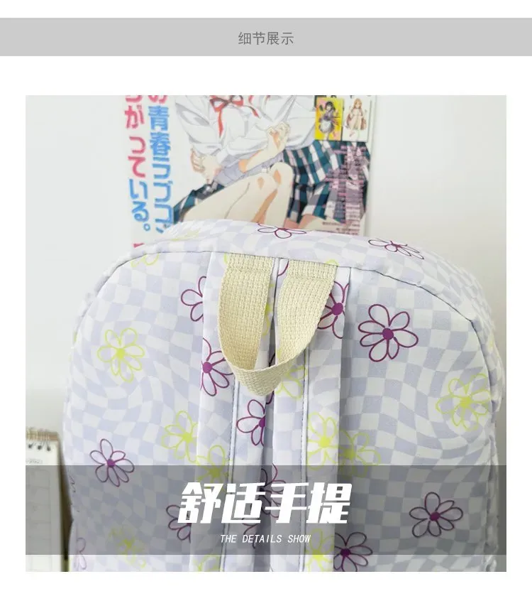 Tas Ransel Wanita Bahan Kain Motif Polkadot Warna Ungu Bentuk Kotak Tali Serut Grosir Import