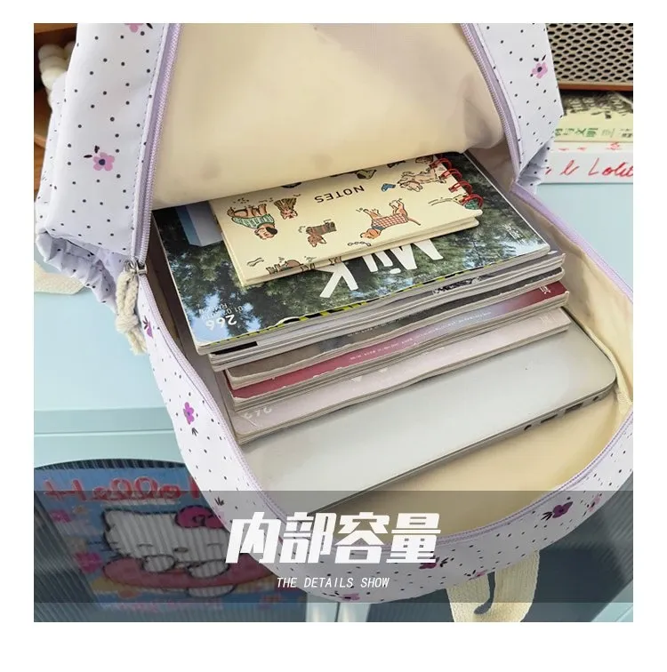 Tas Ransel Wanita Bahan Nylon Motif Floral Warna Putih Bentuk Kotak Tali Lebar Grosir Import