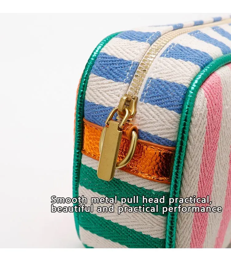 Tas Selempang Wanita Bahan PU Sintetis Motif Garis Warna Putih Bentuk Kotak Tali Grosir Import