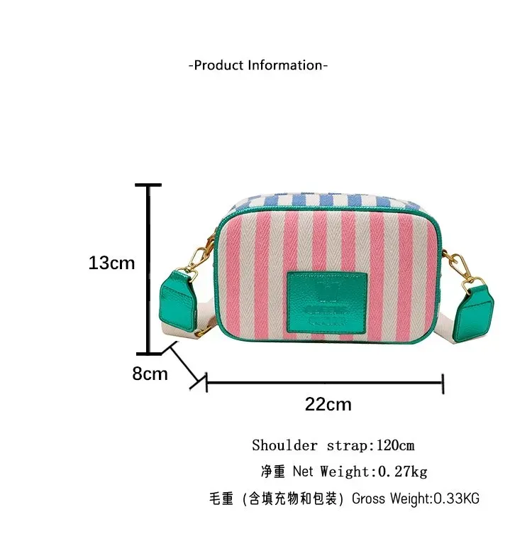 Tas Selempang Wanita Bahan PU Sintetis Motif Garis Warna Putih Bentuk Kotak Tali Grosir Import