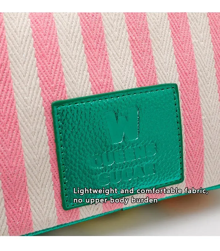 Tas Selempang Wanita Bahan PU Sintetis Motif Garis Warna Putih Bentuk Kotak Tali Grosir Import