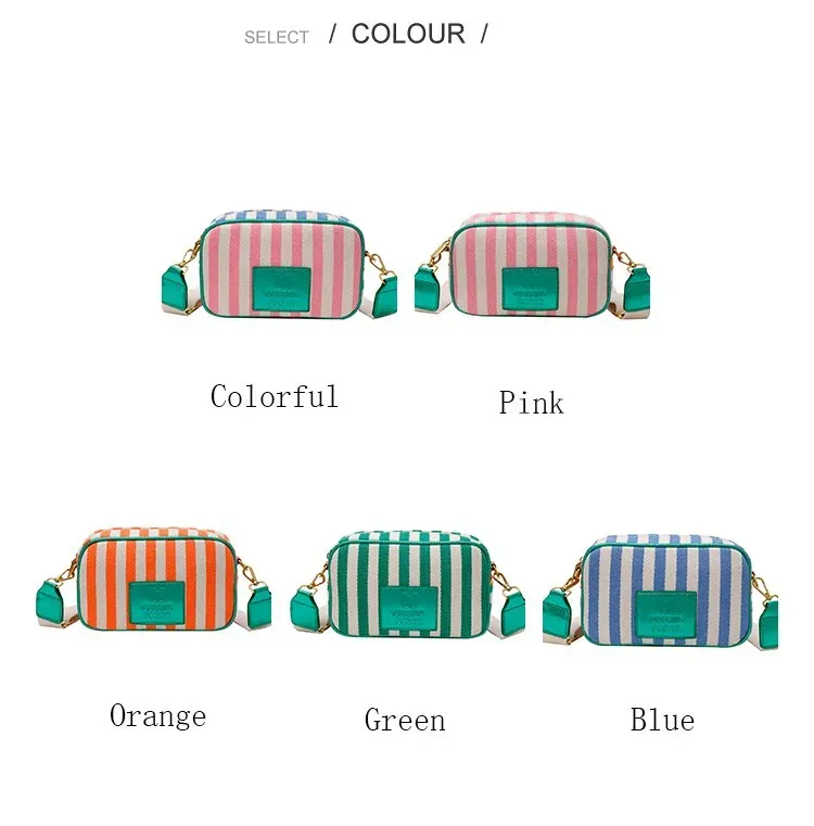 Tas Selempang Wanita Bahan PU Sintetis Motif Garis Warna Putih Bentuk Kotak Tali Grosir Import