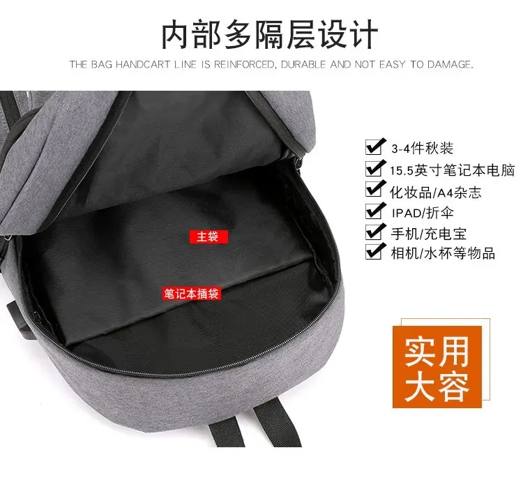 Tas Ransel Pria Bahan Oxford Polos Warna Abu-Abu Bentuk Kotak Tali Lebar Grosir Import