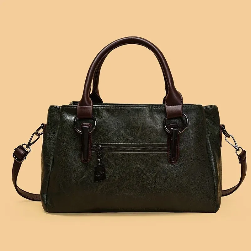 Tas Selempang Wanita Bahan Kain Polos Warna Hijau Bentuk Kotak Tali Panjang Grosir Import