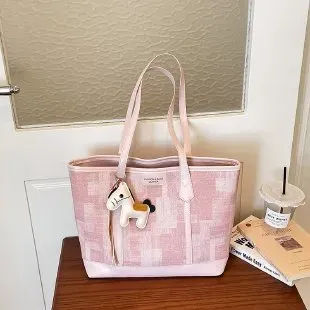 Tas Selempang Wanita Bahan PU Sintetis Motif Print Warna Pink Bentuk Kotak Tali