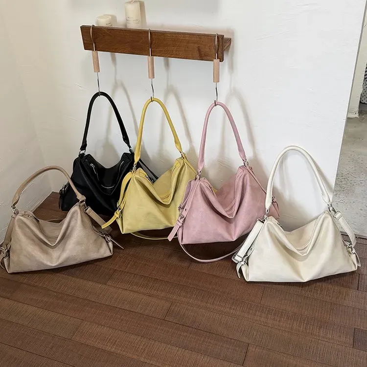 Tas Selempang Wanita Bahan PU Sintetis Tekstur Anyam Warna Biru Bentuk Crescent Grosir Import