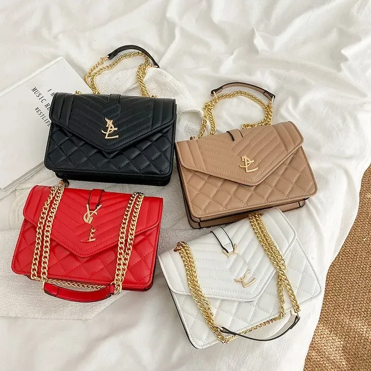 Tas Selempang Wanita Bahan PU Sintetis Polos Warna Hitam Bentuk Kotak Tali untuk Jualan Online