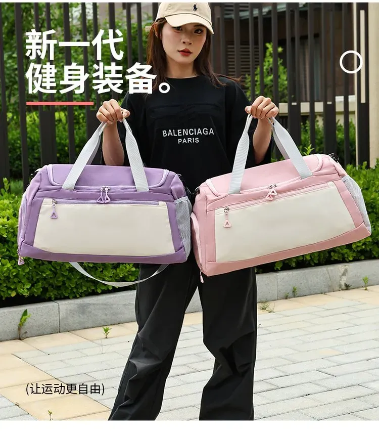 Tas Selempang Wanita Bahan Nylon Polos Warna Pink Bentuk Kotak Tali Lebar untuk Toko Online