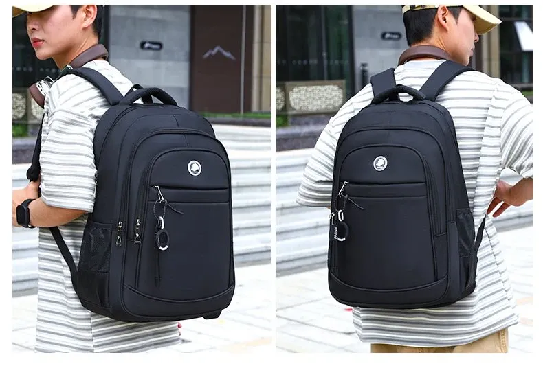 Tas Ransel Wanita Bahan Nylon Polos Warna Hitam Bentuk Kotak Tali Lebar Grosir Import