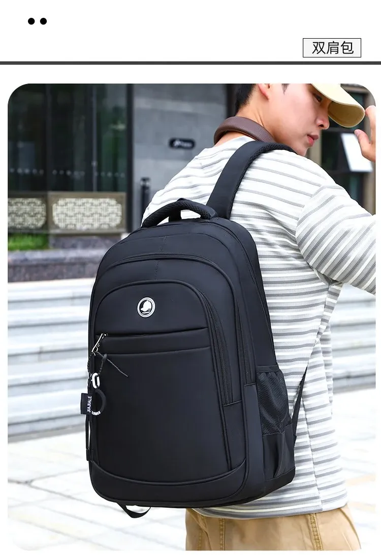 Tas Ransel Wanita Bahan Nylon Polos Warna Hitam Bentuk Kotak Tali Lebar Grosir Import