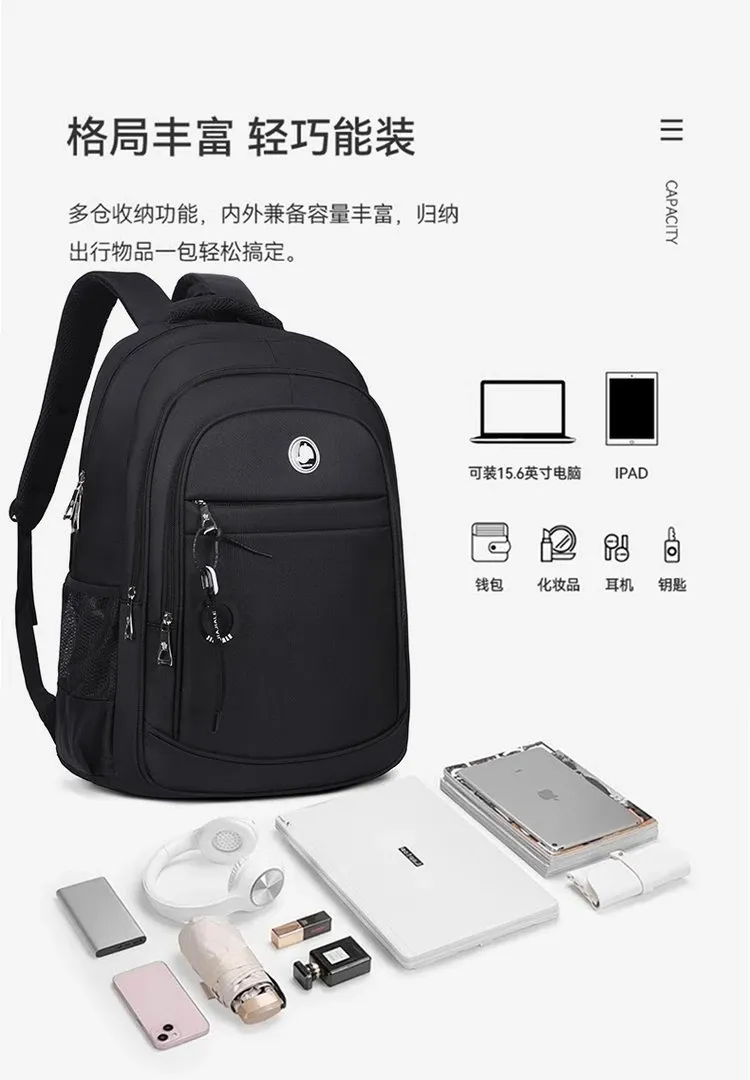 Tas Ransel Wanita Bahan Nylon Polos Warna Hitam Bentuk Kotak Tali Lebar Grosir Import