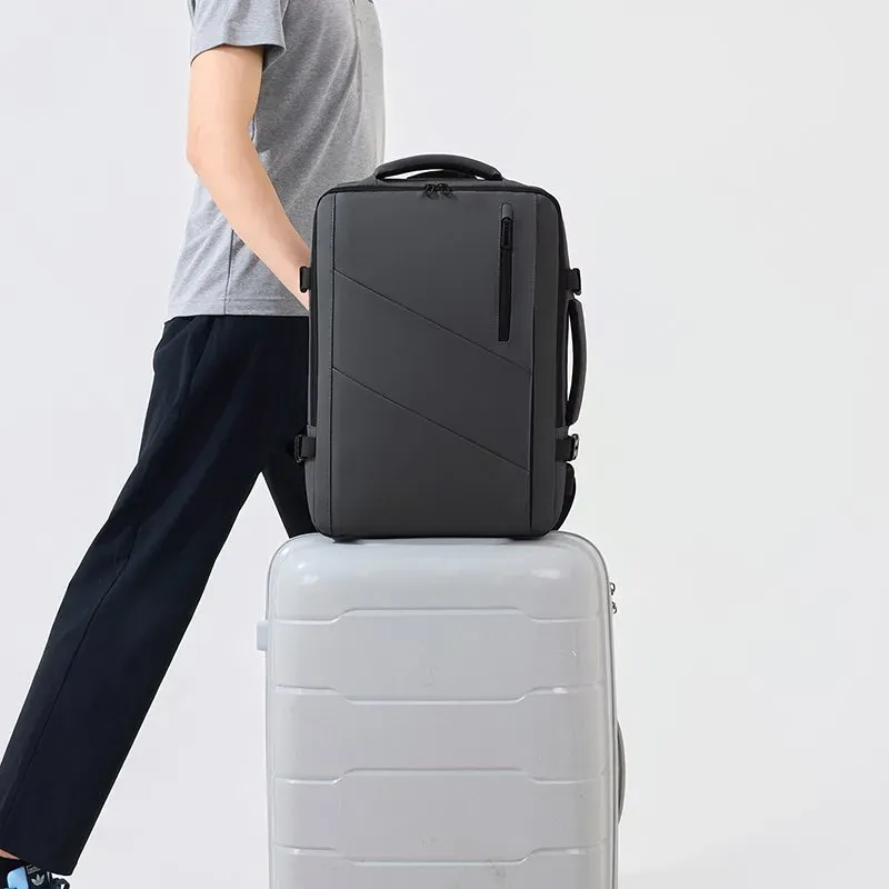 Tas Ransel Pria Bahan Oxford Polos Warna Hitam Bentuk Kotak Tali Lebar Resleting Stok China