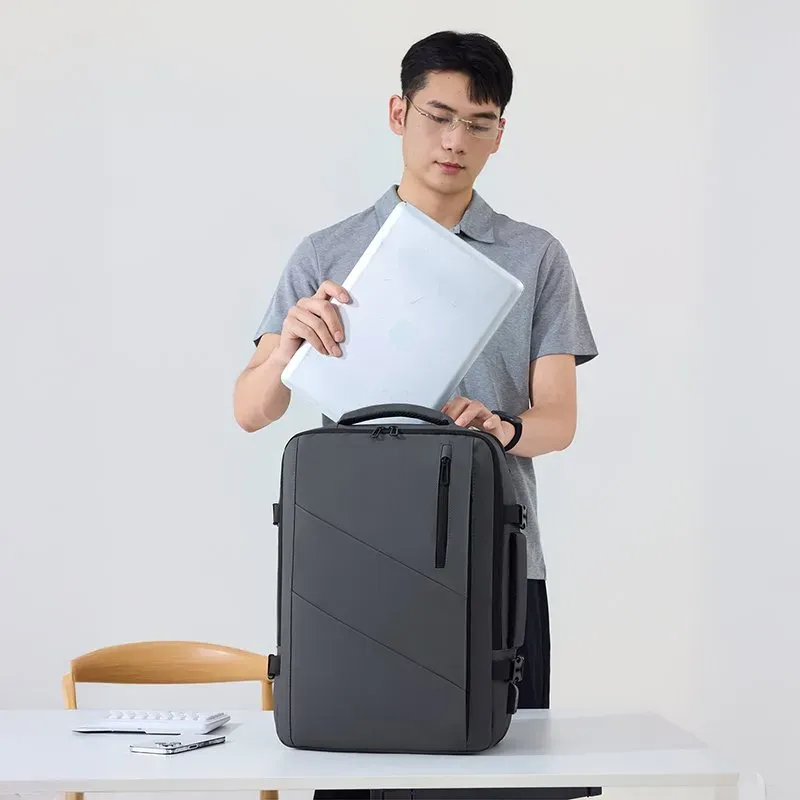 Tas Ransel Pria Bahan Oxford Polos Warna Hitam Bentuk Kotak Tali Lebar Resleting Stok China