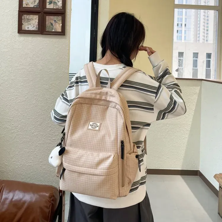 Tas Ransel Wanita Bahan Kain Motif Print Warna Hitam Bentuk Kotak Tali Lebar Grosir Import