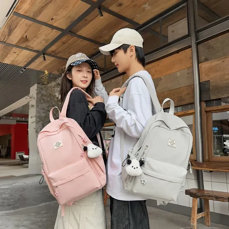 Tas Ransel Wanita Bahan Kain Motif Print Warna Hitam Bentuk Kotak Tali Lebar Grosir Import