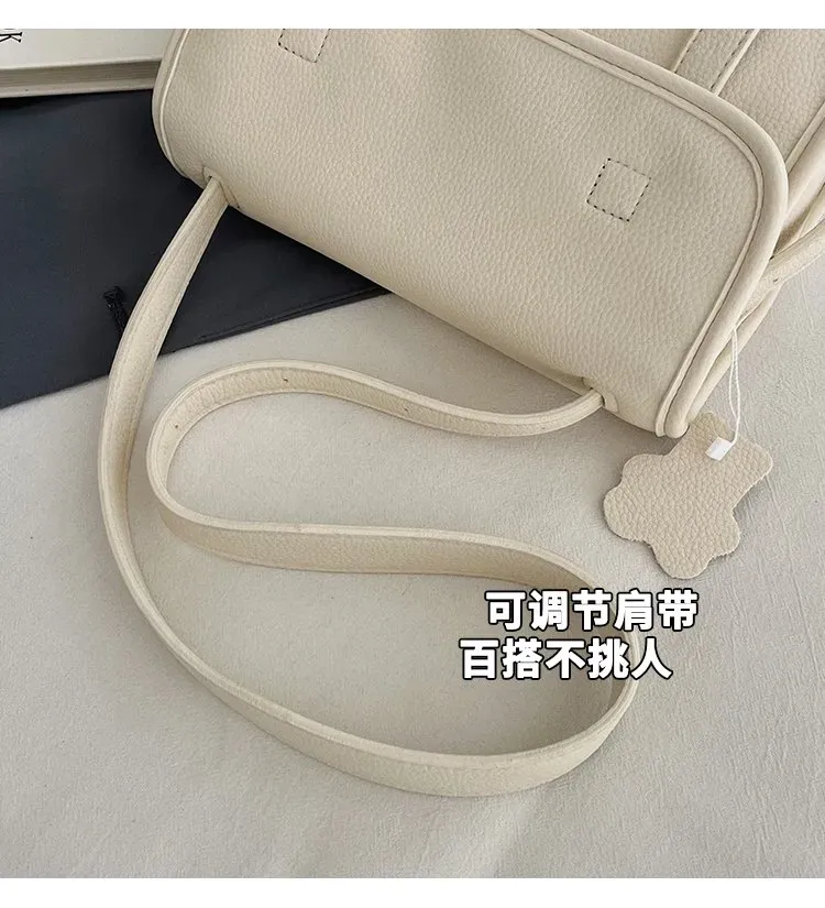 Tas Selempang Wanita Bahan PU Sintetis Polos Warna Abu-Abu Bentuk Kotak Tali Model Flap Grosir