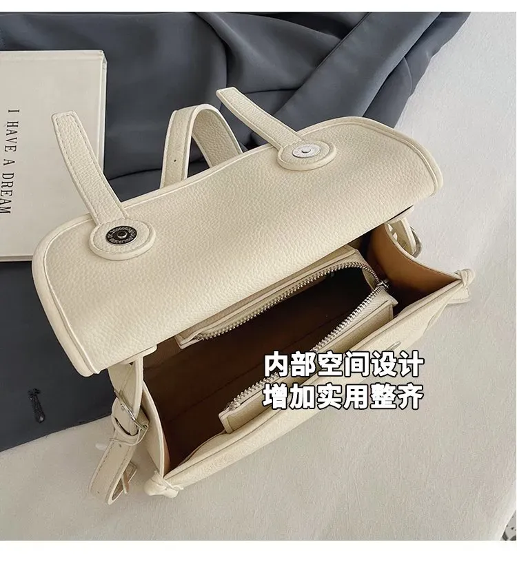 Tas Selempang Wanita Bahan PU Sintetis Polos Warna Abu-Abu Bentuk Kotak Tali Model Flap Grosir