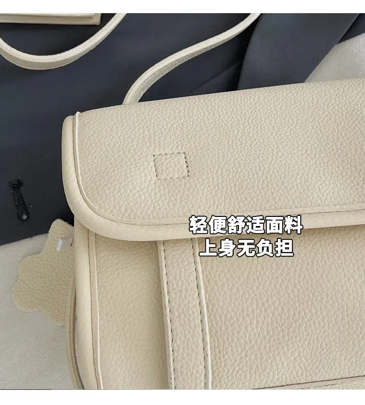Tas Selempang Wanita Bahan PU Sintetis Polos Warna Abu-Abu Bentuk Kotak Tali Model Flap Grosir
