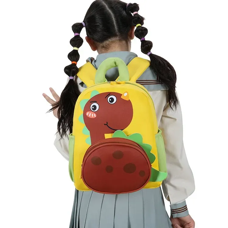 Tas Ransel Anak Bahan Kain Motif Dinosaurus Warna Hitam Bentuk Kotak Tali Lebar untuk Reseller