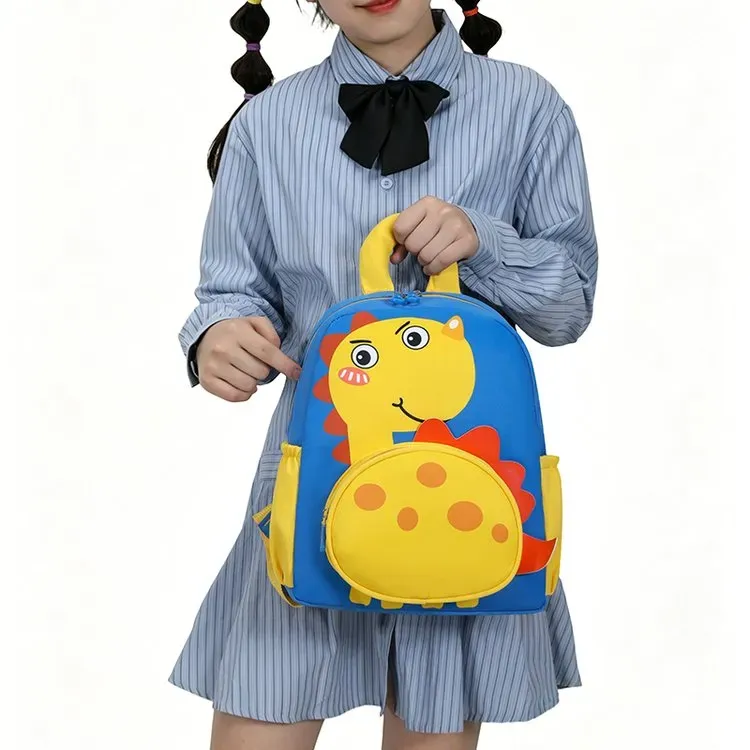 Tas Ransel Anak Bahan Kain Motif Dinosaurus Warna Hitam Bentuk Kotak Tali Lebar untuk Reseller