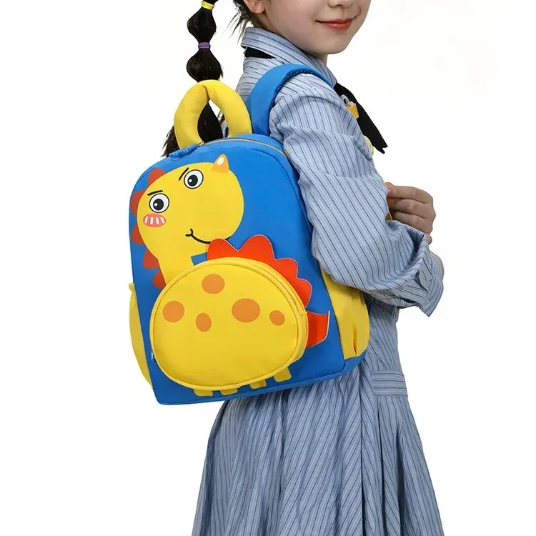 Tas Ransel Anak Bahan Kain Motif Dinosaurus Warna Hitam Bentuk Kotak Tali Lebar untuk Reseller