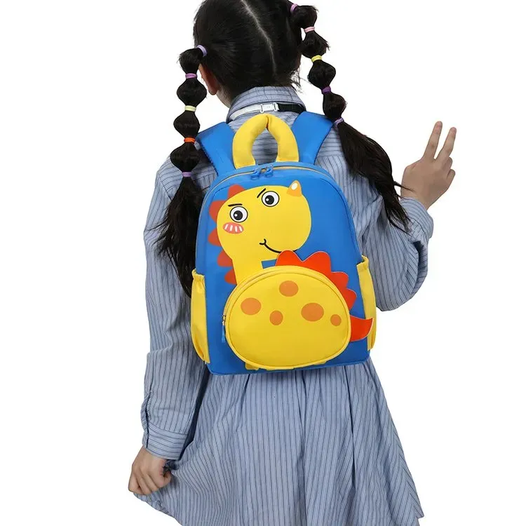 Tas Ransel Anak Bahan Kain Motif Dinosaurus Warna Hitam Bentuk Kotak Tali Lebar untuk Reseller