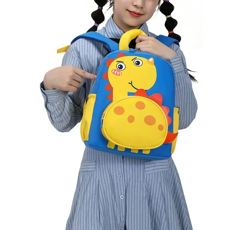 Tas Ransel Anak Bahan Kain Motif Dinosaurus Warna Hitam Bentuk Kotak Tali Lebar untuk Reseller