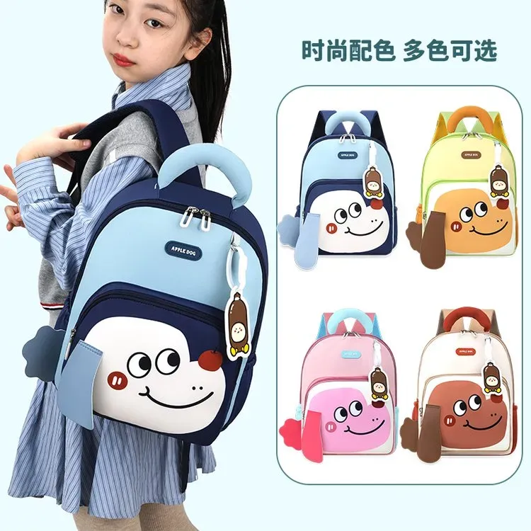 Tas Ransel Anak Bahan Kain Motif Dinosaurus Warna Hitam Bentuk Kotak Tali Lebar Grosir Import
