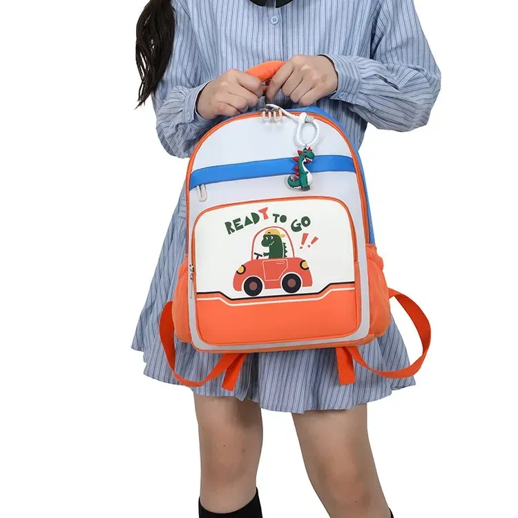Tas Ransel Anak Bahan Oxford Motif Print Bentuk Kotak Tali Lebar Resleting Grosir Import