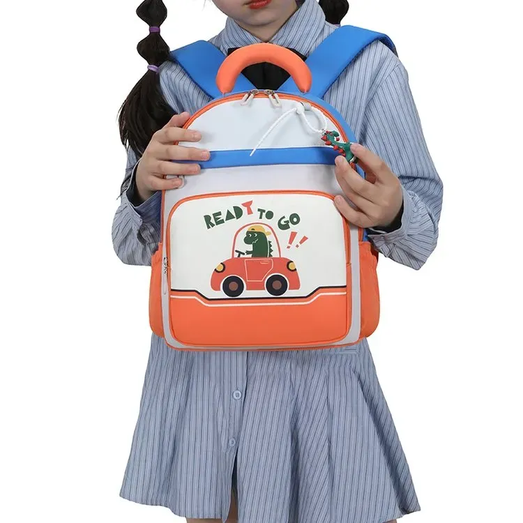 Tas Ransel Anak Bahan Oxford Motif Print Bentuk Kotak Tali Lebar Resleting Grosir Import