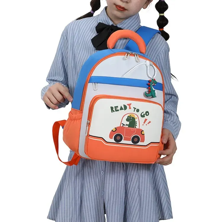 Tas Ransel Anak Bahan Oxford Motif Print Bentuk Kotak Tali Lebar Resleting Grosir Import