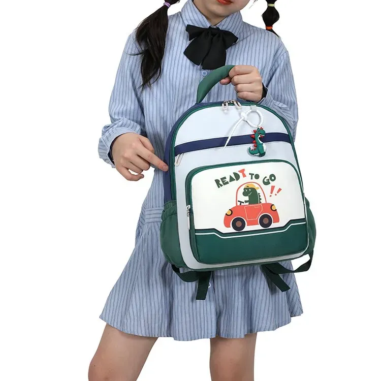 Tas Ransel Anak Bahan Oxford Motif Print Bentuk Kotak Tali Lebar Resleting Grosir Import