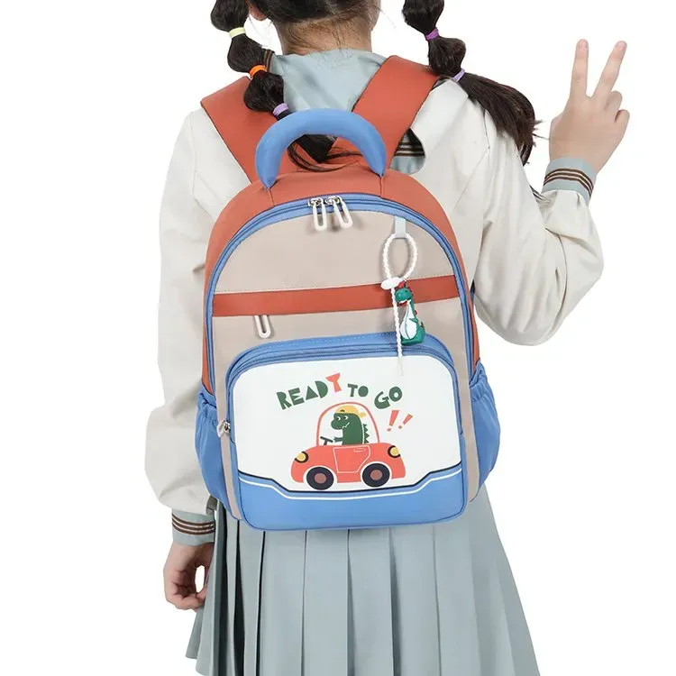 Tas Ransel Anak Bahan Oxford Motif Print Bentuk Kotak Tali Lebar Resleting Grosir Import