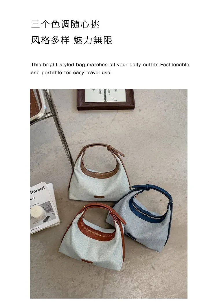 Tas Selempang Wanita Bahan PU Sintetis Polos Warna Biru Model Hobo Tali Panjang Resleting