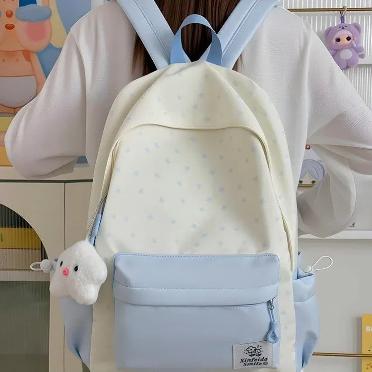 Tas Ransel Wanita Bahan Kain Polos Warna Abu-Abu Bentuk Kotak Tali Lebar Grosir Import